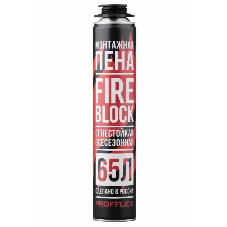Пена противопожарная PROFFLEX FIRE BLOCK 65 всесезонная (12шт/кор)