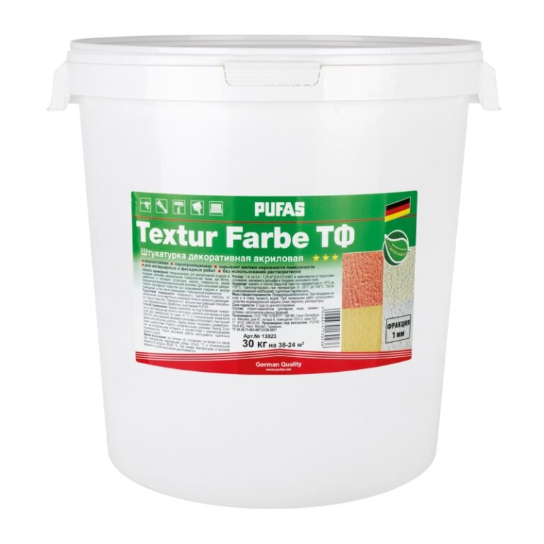 Штукатурка акриловая Pufas Textur Farbe ТФ шагрень, шуба 1 мм (30 кг) — изображение 2