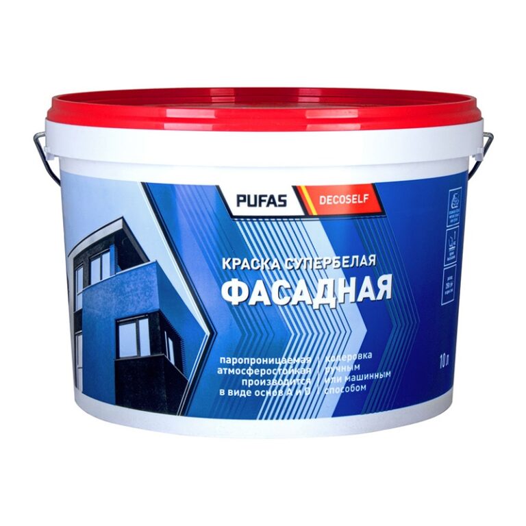 Краска фасадная Pufas Decoself основа A белая морозостойкая (15,4 кг) — изображение 2