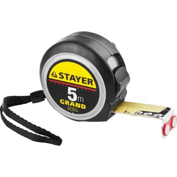 Рулетка STAYER GRAND, 5м/25мм, нейлоновое покрытие, с магнитом 3411-05-25
