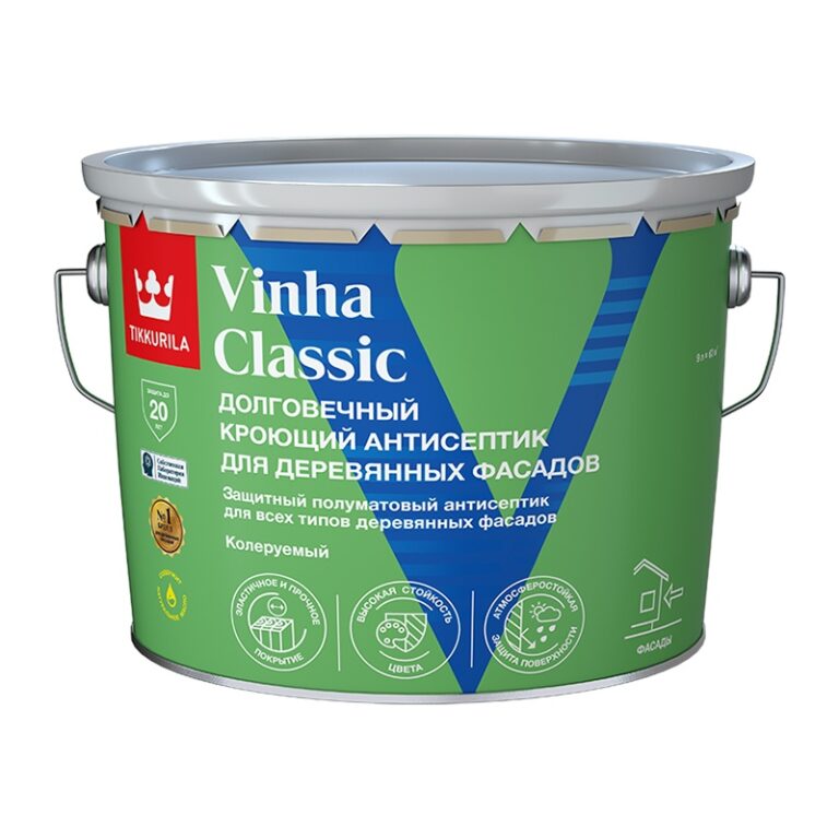 Антисептик кроющий Tikkurila Vinha Classic VVA полуматовый (9 л) — изображение 2