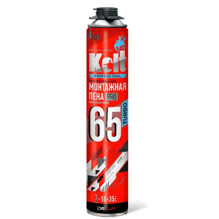 Пена монтажная KOLT 65 TURBO профессиональная, под пистолет, всесезонная 1000 гр
