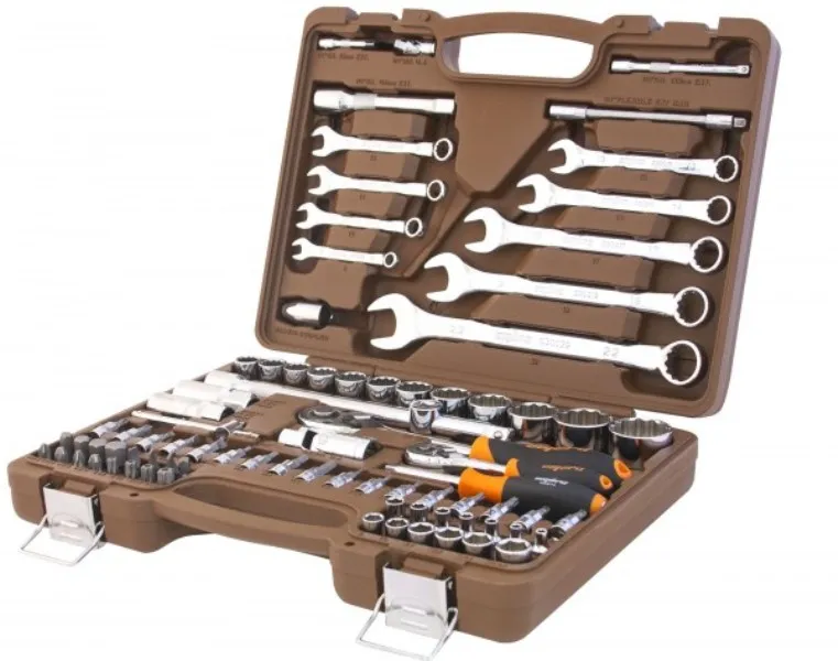 Набор инструмента универсальный 1/4", 1/2"DR с головками торцевыми 12-гранными, 82 предмета OMT82S12 062-55377 — изображение 2
