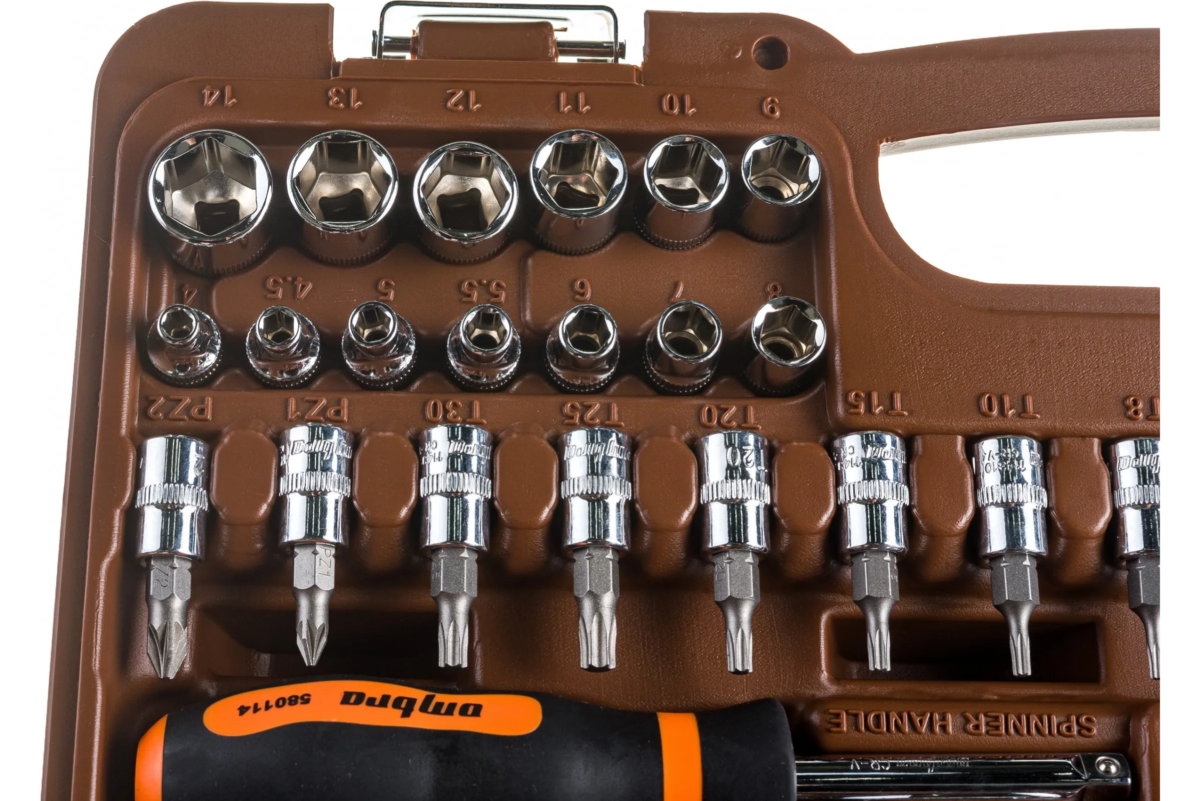 Набор инструмента универсальный 1/4", 1/2"DR с головками торцевыми 12-гранными, 82 предмета OMT82S12 062-55377 — изображение 4