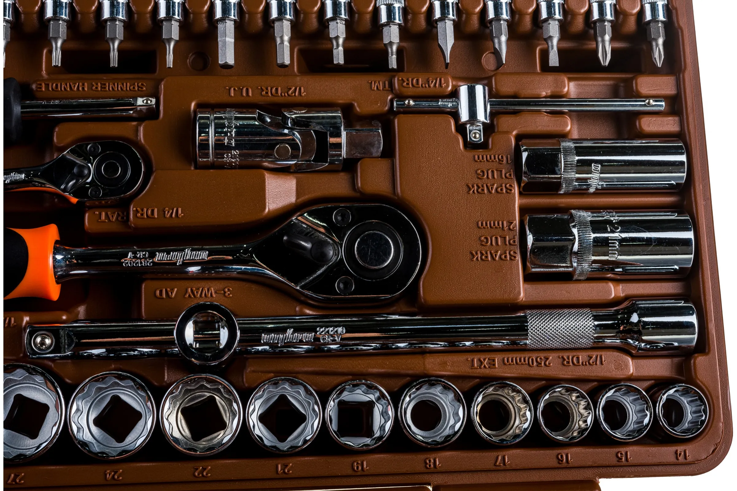 Набор инструмента универсальный 1/4", 1/2"DR с головками торцевыми 12-гранными, 82 предмета OMT82S12 062-55377 — изображение 5