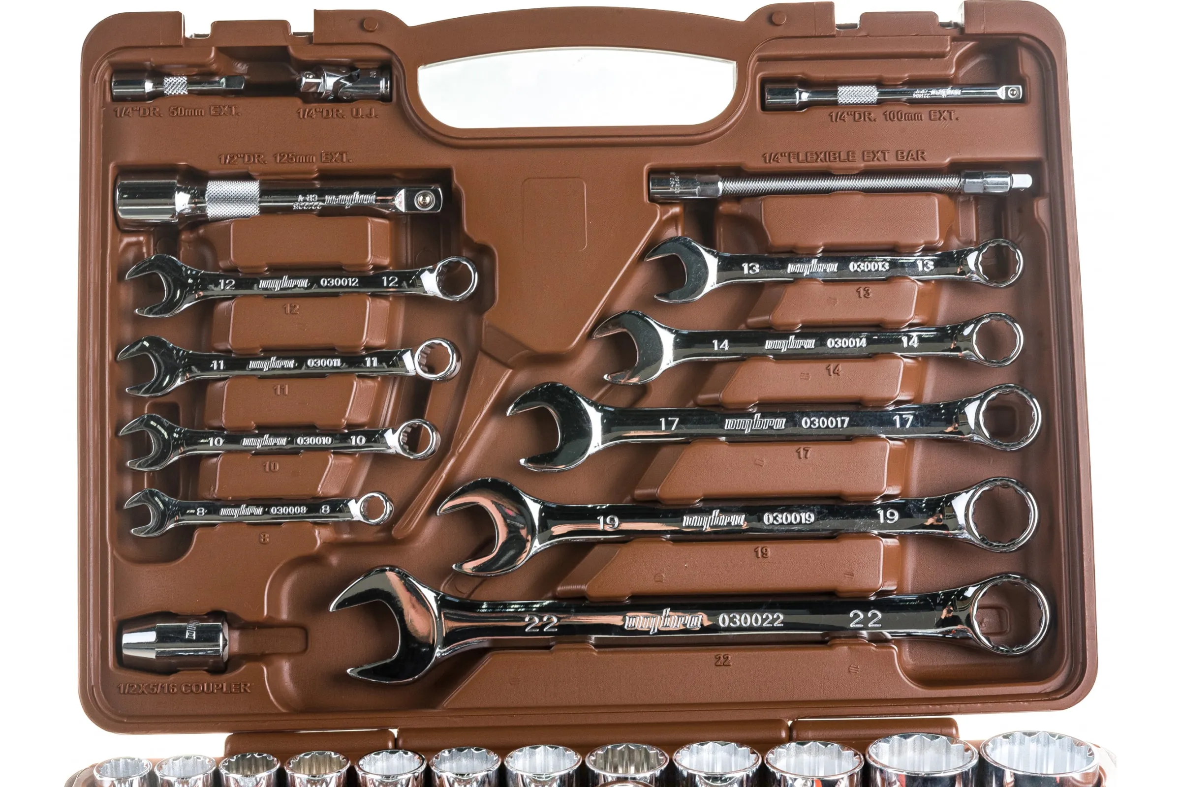 Набор инструмента универсальный 1/4", 1/2"DR с головками торцевыми 12-гранными, 82 предмета OMT82S12 062-55377 — изображение 7