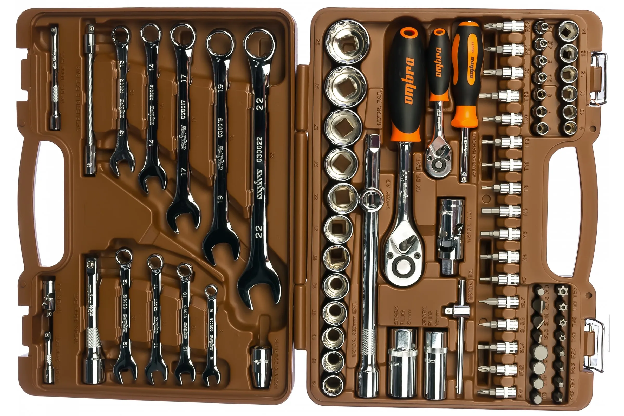 Набор инструмента универсальный 1/4", 1/2"DR с головками торцевыми 12-гранными, 82 предмета OMT82S12 062-55377 — изображение 9