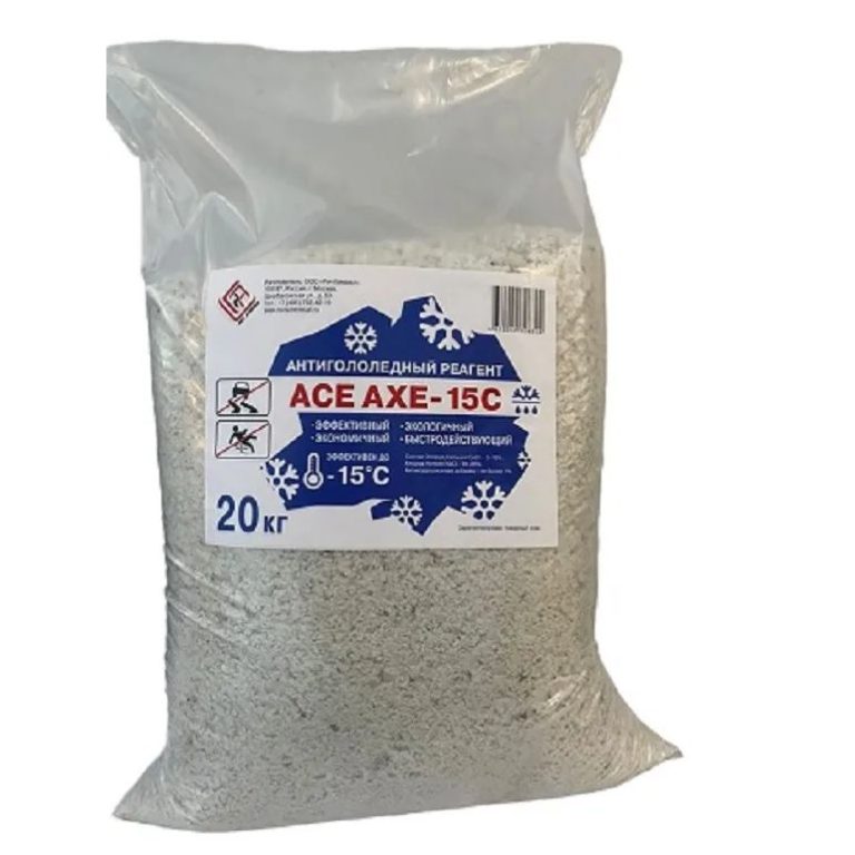 Твёрдый противогололедный реагент ACE AXE-15 ( мешок 20кг )