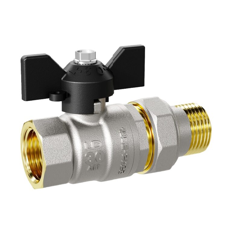 Кран шаровый PN40, 3/4" В-Н, со сгоном, бабочка — изображение 2