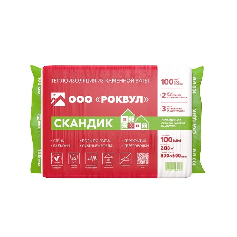 Утеплитель Rockwool Лайт Баттс Скандик 800х600х100 мм, 6 шт — изображение 2