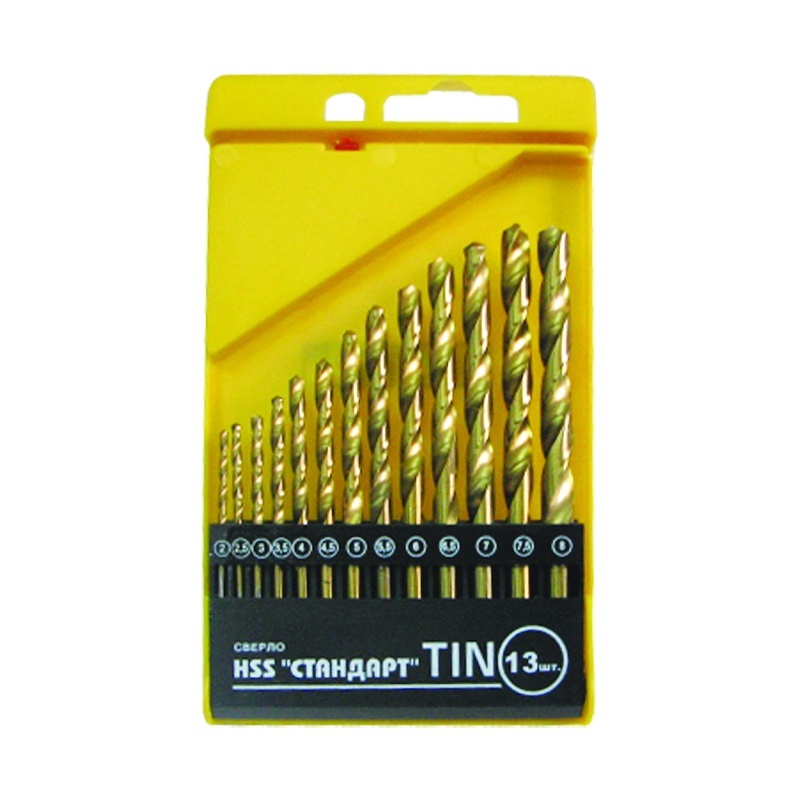 Набор сверл по металлу Biber 74133 HSS-TIN Стандарт 2-8 мм (13 шт.) — изображение 2