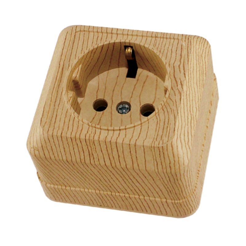 Розетка о/у Ладога SQ1801-0050, 1 гнездо, с/з, светлое дерево — изображение 2