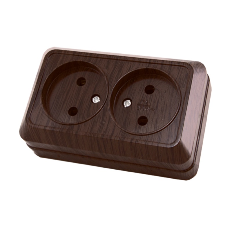 Розетка о/у Ладога SQ1801-0035, 2 гнезда, б/з, темное дерево — изображение 2