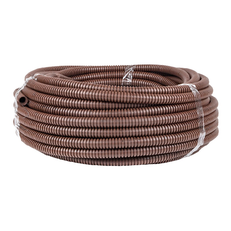 Труба гофрированная ПВХ легкая с зондом, d=16 мм, темное дерево (25 п.м.) — изображение 2