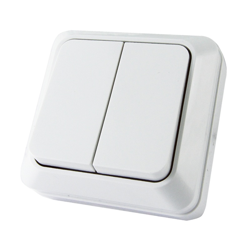 Выключатель о/у Ладога SQ1801-0003, 2 клавиши, б/инд, белый — изображение 2