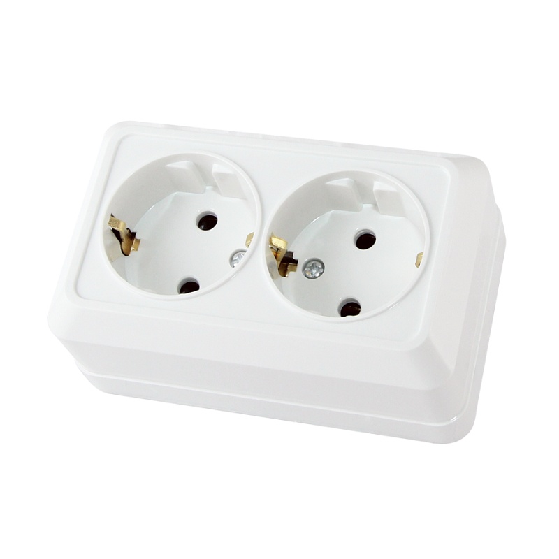 Розетка о/у Ладога SQ1801-0019, 2 гнезда, с/з, белая — изображение 2