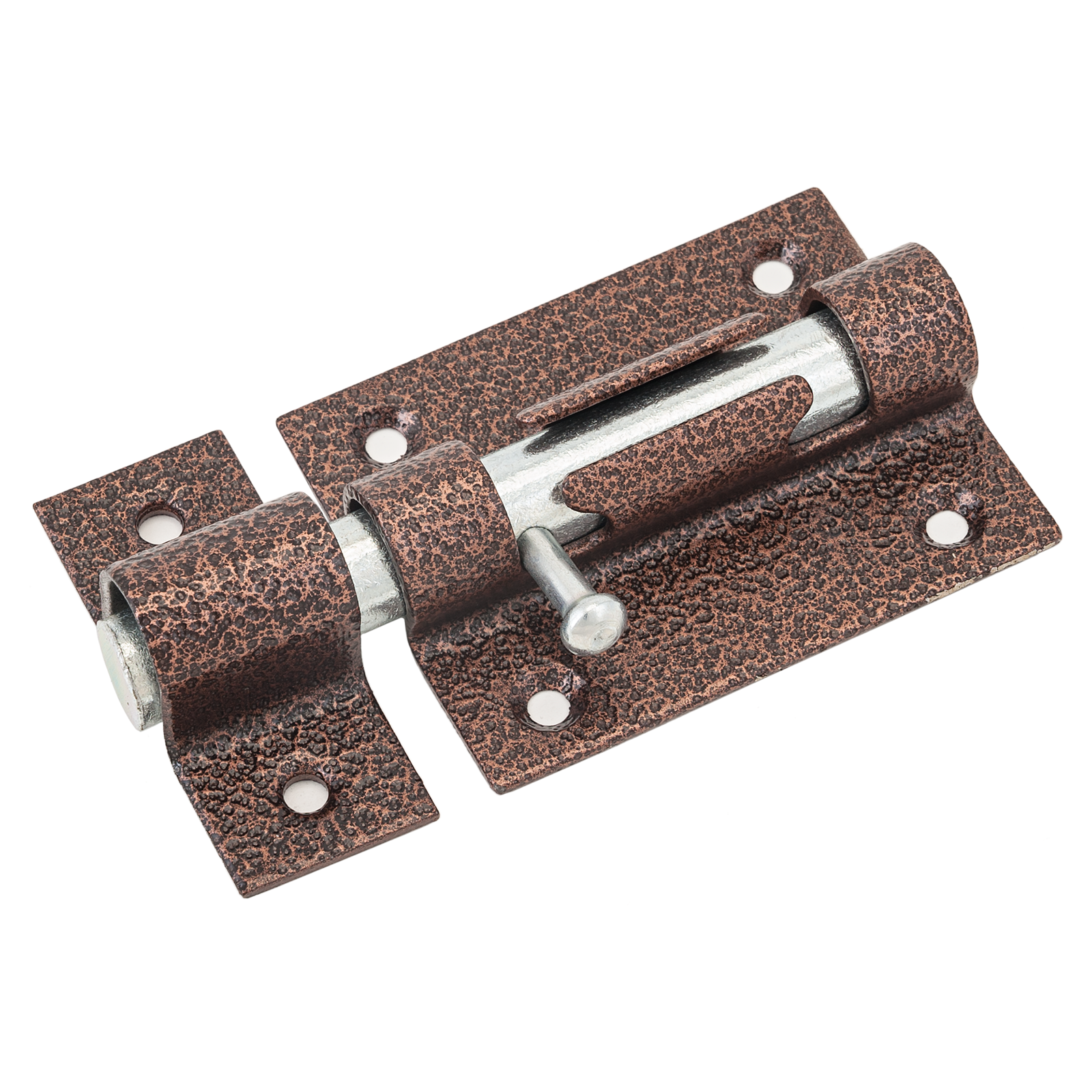 С-Пб Засов накладной универсал. с круг.ригелем медь (40)