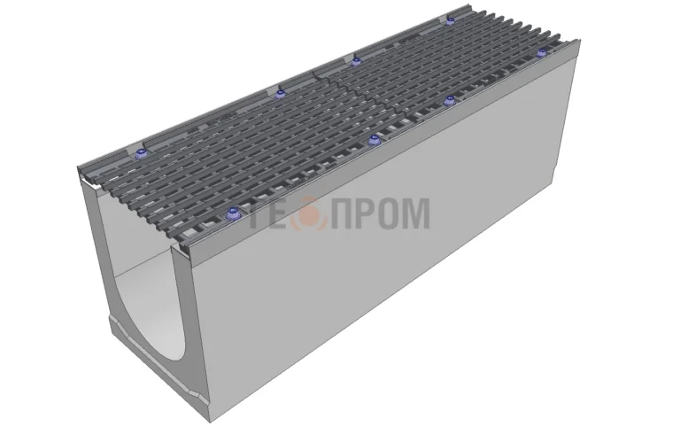 Лоток водоотводный бетонный Super DN200 h=330 с решеткой чугунной ВЧ (комплект) кл. D400