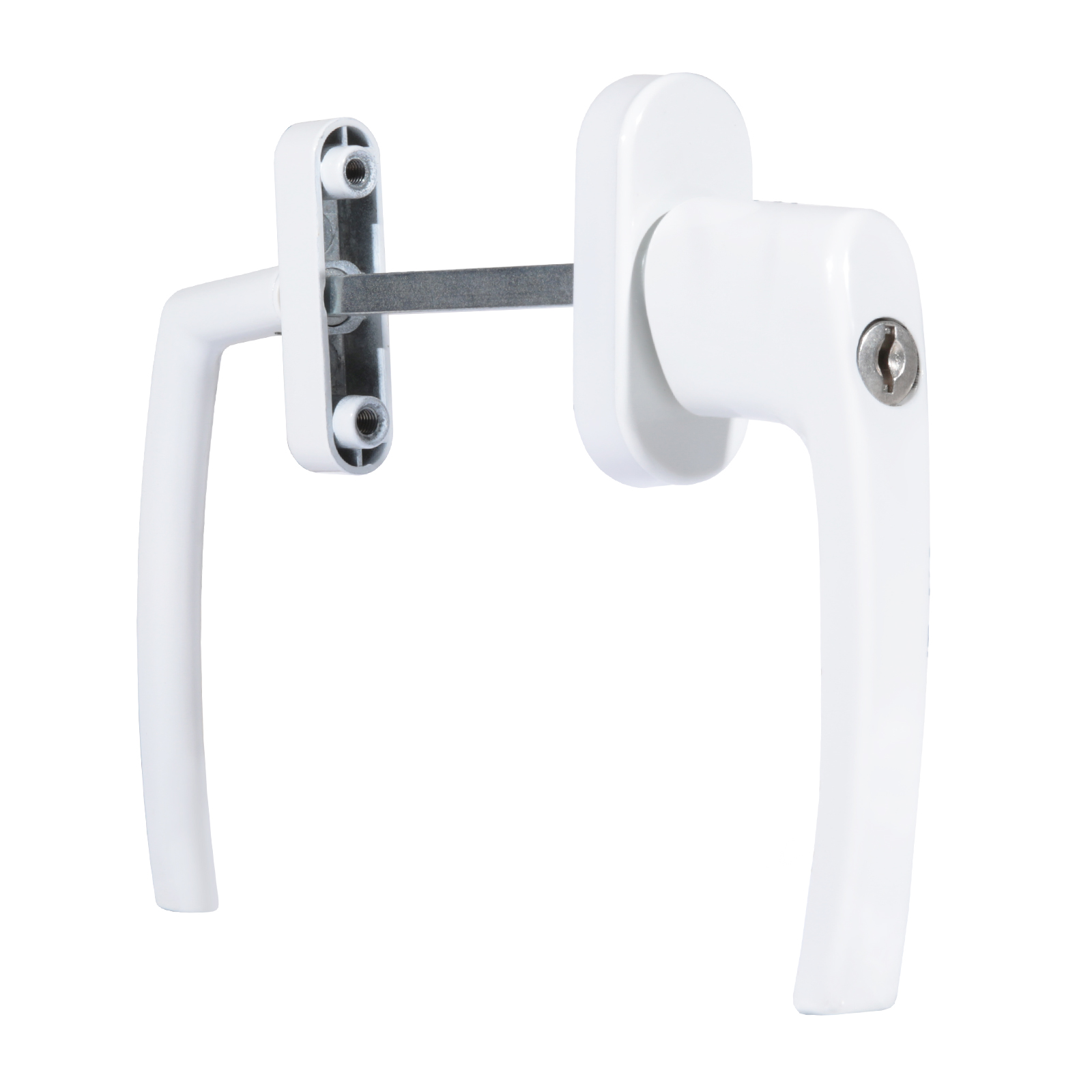 Ручка балкон.с кл.белая двухстор.узкая/обычная, NOVOLINE OPTIMA (Новолайн оптима) 9016 белая(30,40)