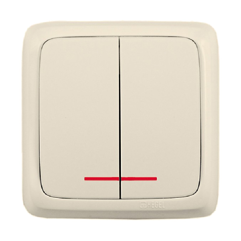 Выключатель о/у Alfa ВА10-154-01, 2 клавиши, с/инд, слоновая кость — изображение 2