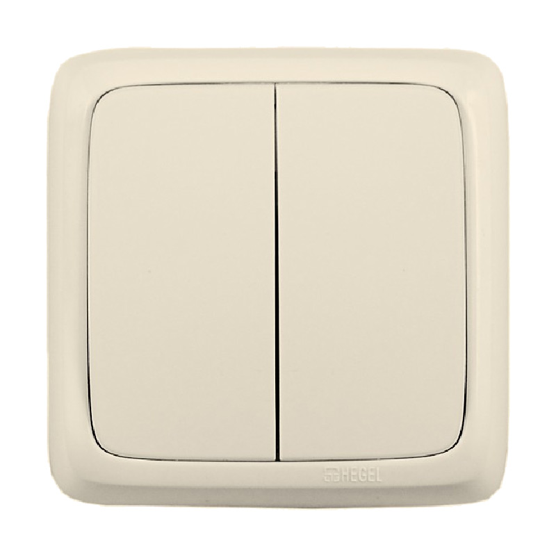 Выключатель о/у Alfa ВА10-153-01, 2 клавиши, б/инд, слоновая кость — изображение 2