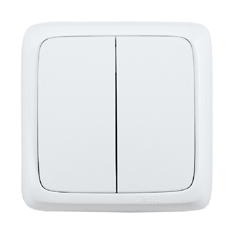 Выключатель о/у Alfa ВА10-153, 2 клавиши, б/инд, белый — изображение 2