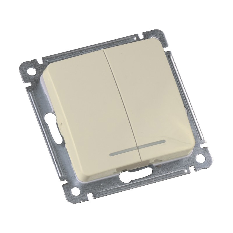 Выключатель с/у Master ВС10-452-01, 2 клавиши, с/инд, слоновая кость — изображение 2