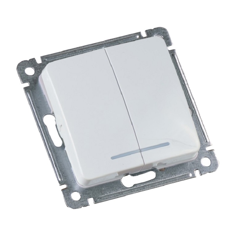 Выключатель с/у Master ВС10-452, 2 клавиши, с/инд, белый — изображение 2