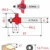 Фреза Атака 422381 кромочная калевочная D38.1/ф8/H17