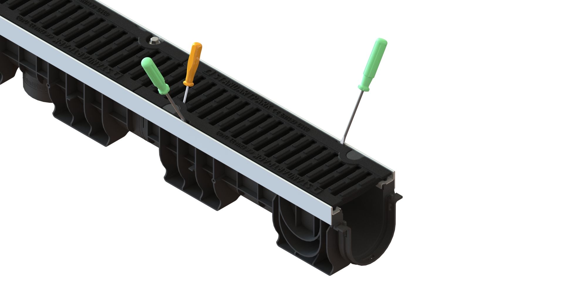 Решетка водоприемная Drive DN100 щелевая чугунная ВЧ кл. D400 под защелку — изображение 2