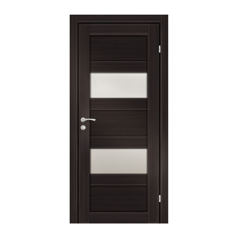 Полотно дверное OLOVI Аризона2 экошпон Венге М10 со стеклом с притвором с замком — изображение 3