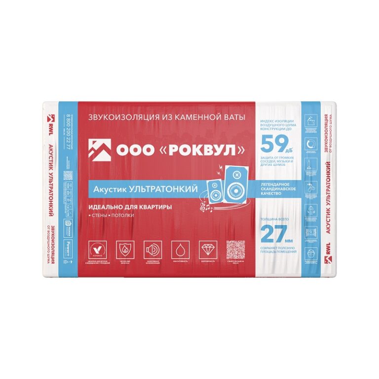 Утеплитель Rockwool Акустик Ультратонкий 1000х600х27 мм, 12 шт — изображение 2