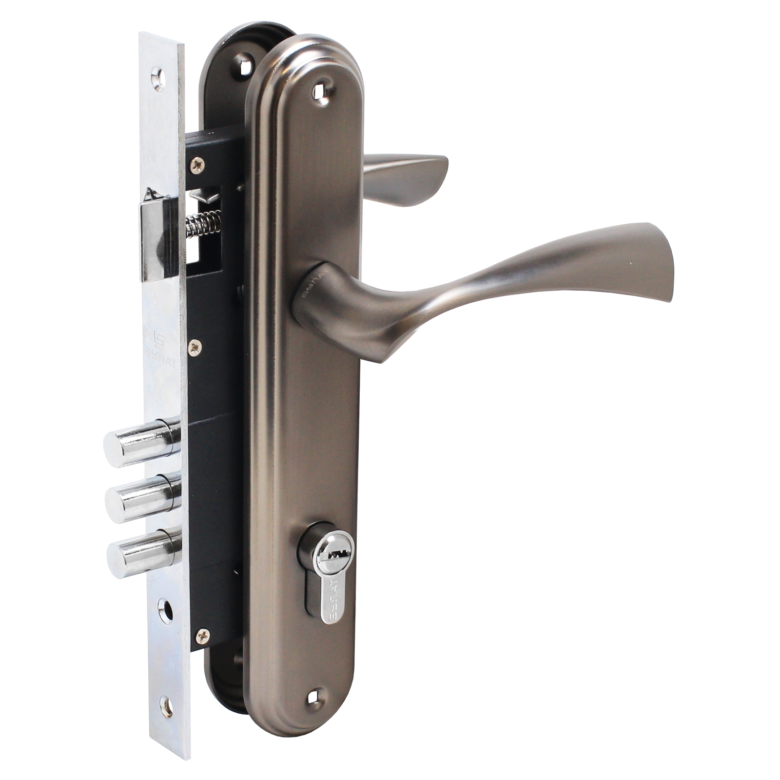 БУЛАТ ЗВ4-3.03.03 НОМОС графит 5 перф.кл. Замок врезной с/руч (12)