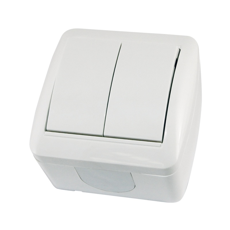 Выключатель о/у Селигер SQ1818-0002, 2 клавиши, б/инд, IP44, белый — изображение 2