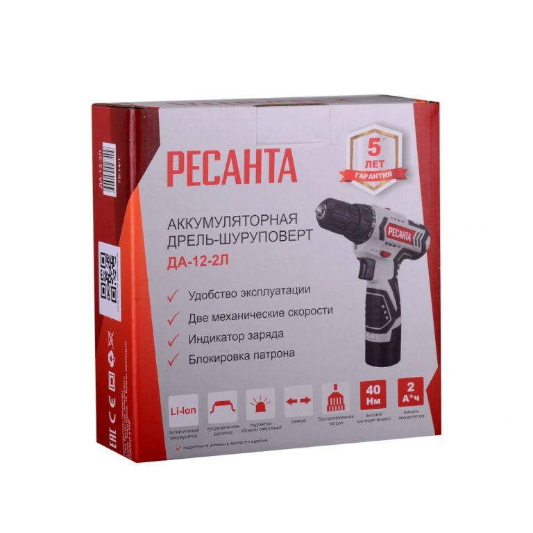 Дрель-шуруповерт аккумуляторная ДА-12-2Л Ресанта