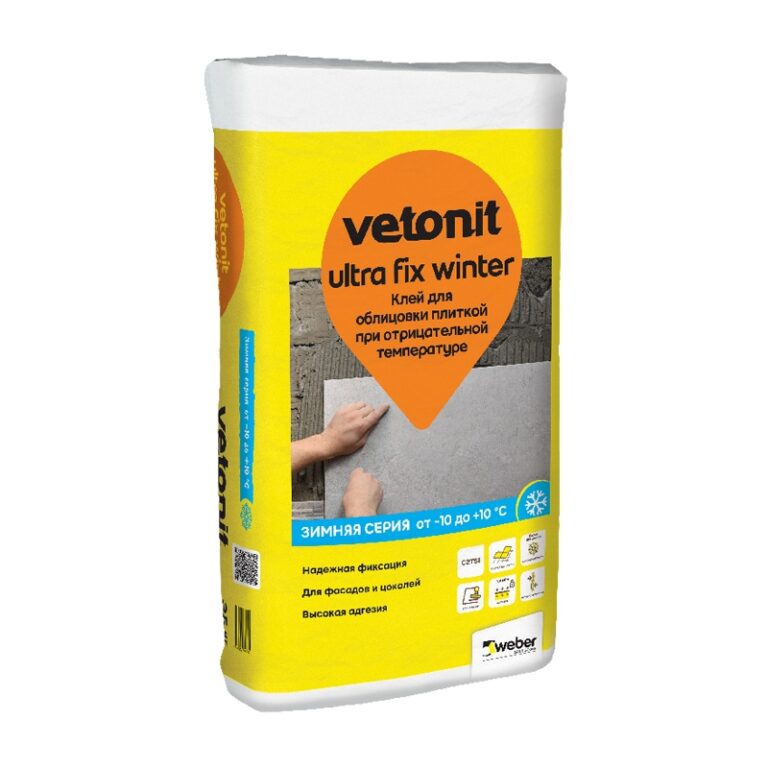 Клей для плитки высокодеформативный Vetonit Ultra Fix зима (25 кг) — изображение 2