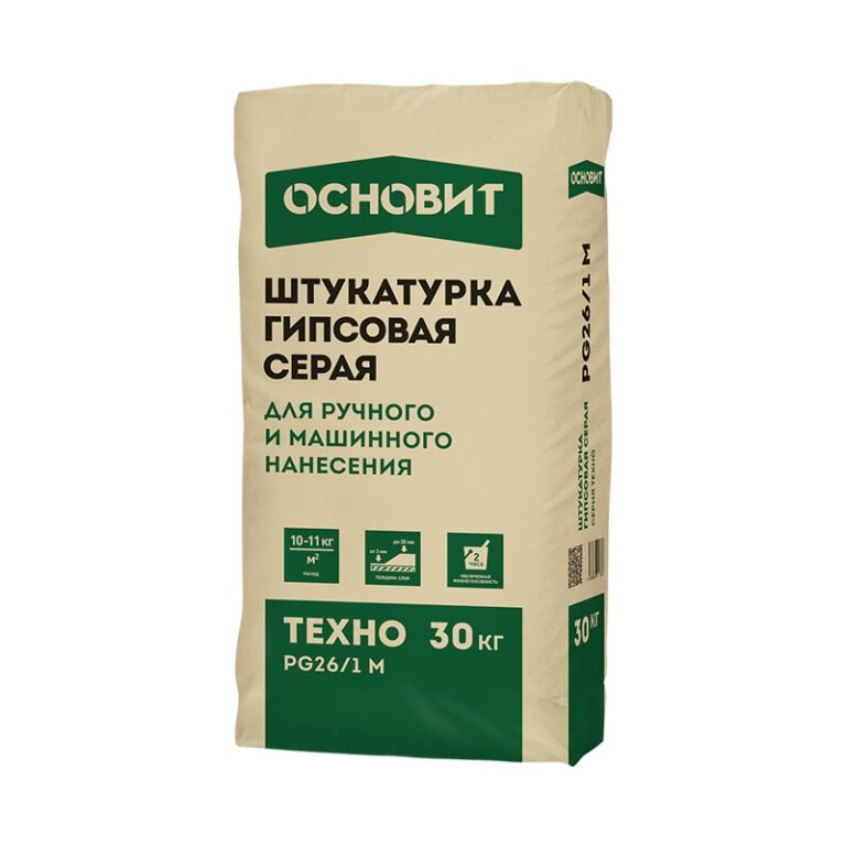 Штукатурка для МН и РН Основит Техно PG26/1 M гипсовая серая, 30 кг — изображение 2