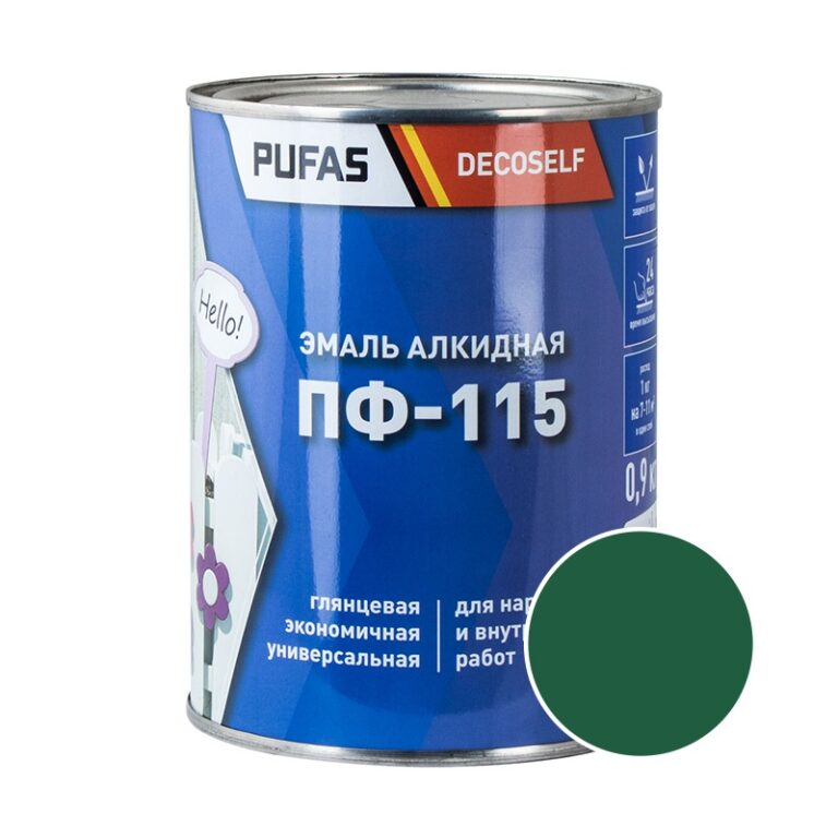 Эмаль Pufas Decoself ПФ-115 зеленая (0,9 кг) — изображение 2