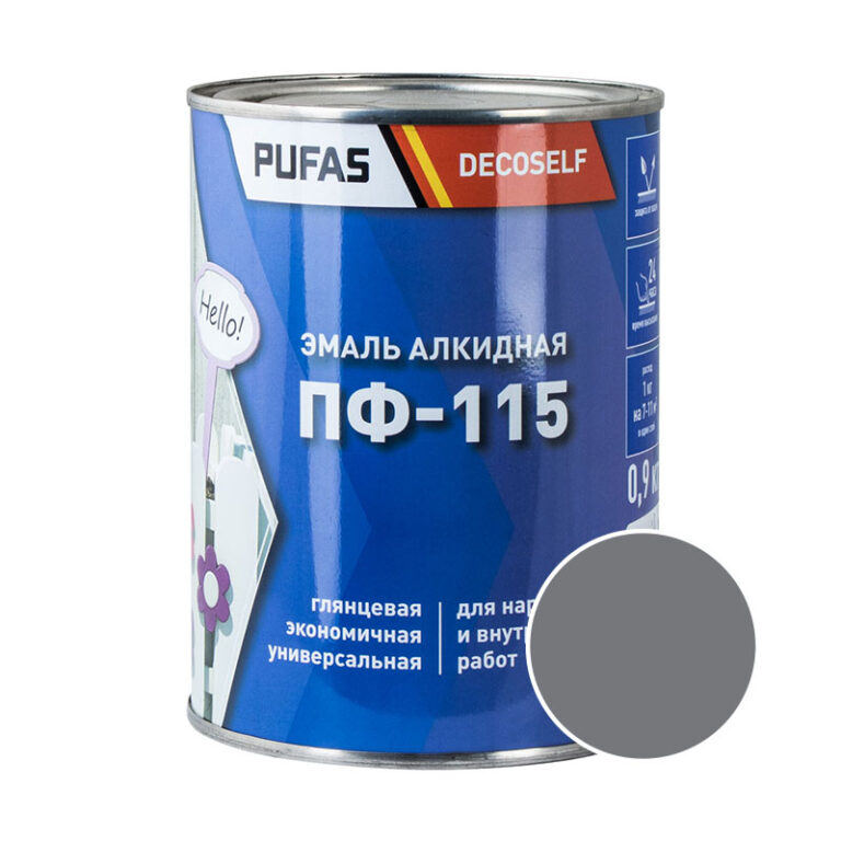 Эмаль Pufas Decoself ПФ-115 серая (0,9 кг) — изображение 2
