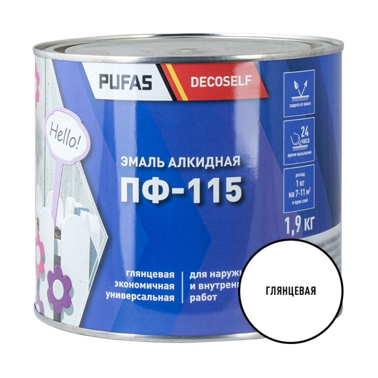 Эмаль Pufas Decoself ПФ-115 белая (1,9 кг) — изображение 2