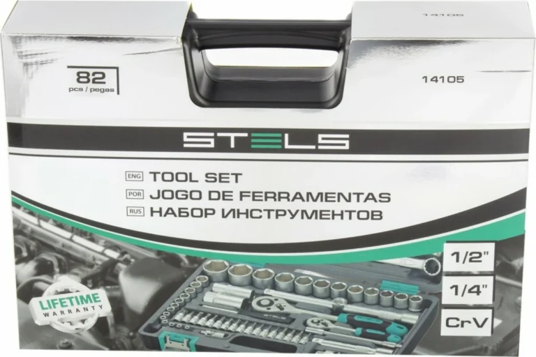 Набор инструмента, 1/2", 1/4", CrV, пластиковый кейс 82 предм.// STELS 14105 — изображение 2