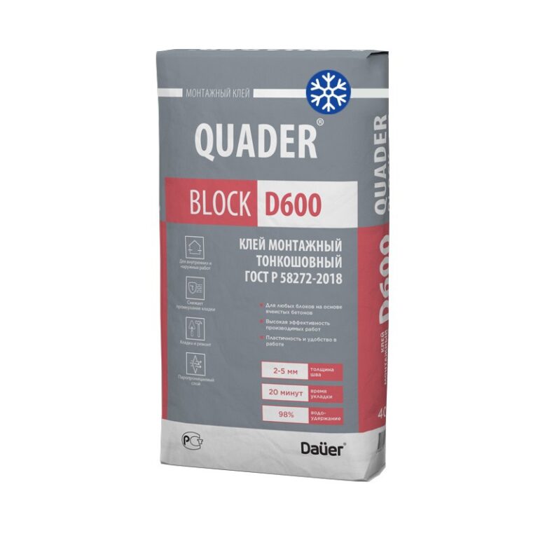Клей монтажный тонкошовный Dauer Quader Block D600 зима, 40 кг — изображение 2