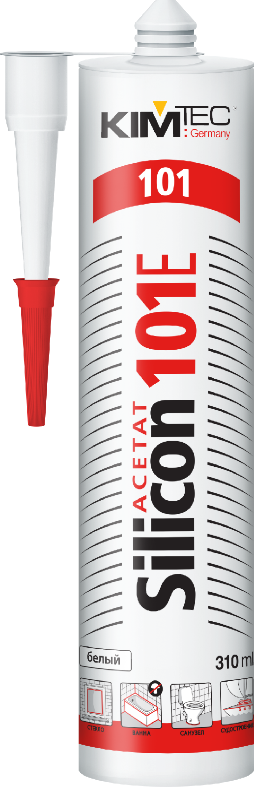 Силикон герметик 101E KIM TEC белый 310 мл. арт.02-01-31 (20)