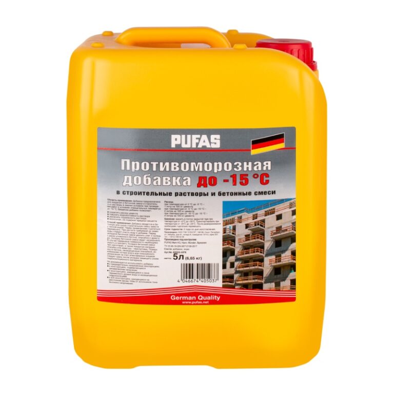 Противоморозная добавка для бетона Pufas до -15°С, 5 л — изображение 2