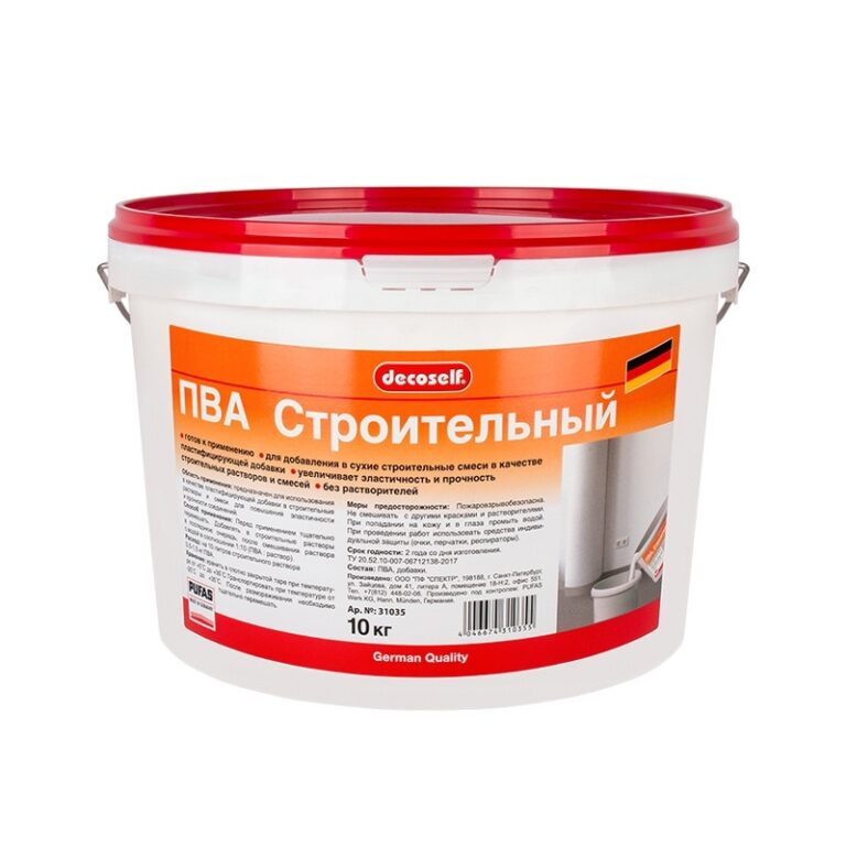 Клей ПВА Pufas Decoself cтроительный пластификатор (10 кг) — изображение 3