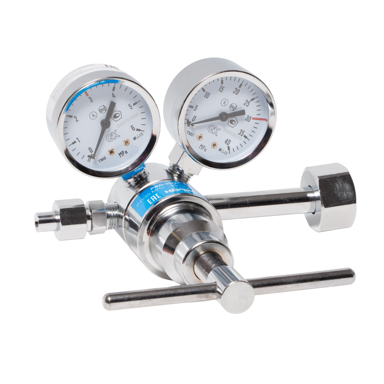 Редуктор высокого давления РВД-30/3 Кислород/Инертные газы 30/3 МПа KRASS