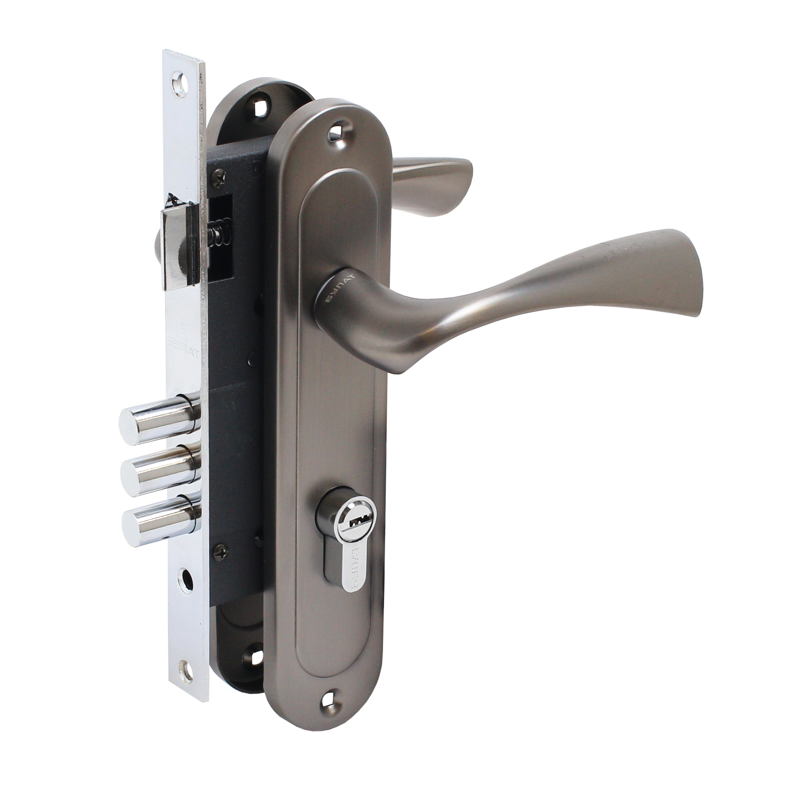 БУЛАТ ЗВ4-3.70.03.03 НОМОС графит 5 перф.кл. Замок врезной с/руч (12)