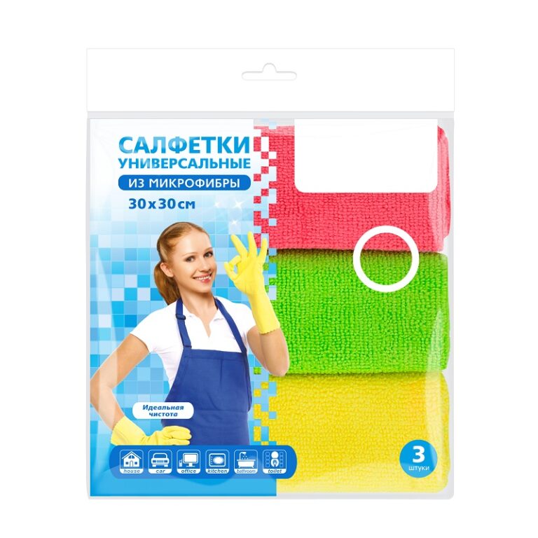 Салфетка для уборки, микрофибра, 300х300 мм (3 шт) — изображение 2