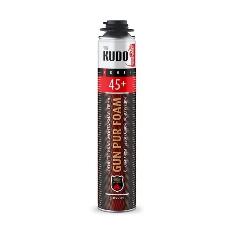 Пена полиуретановая монтажная Kudo Fire Proff 45+, огнест. всесезон. (1 л) — изображение 2