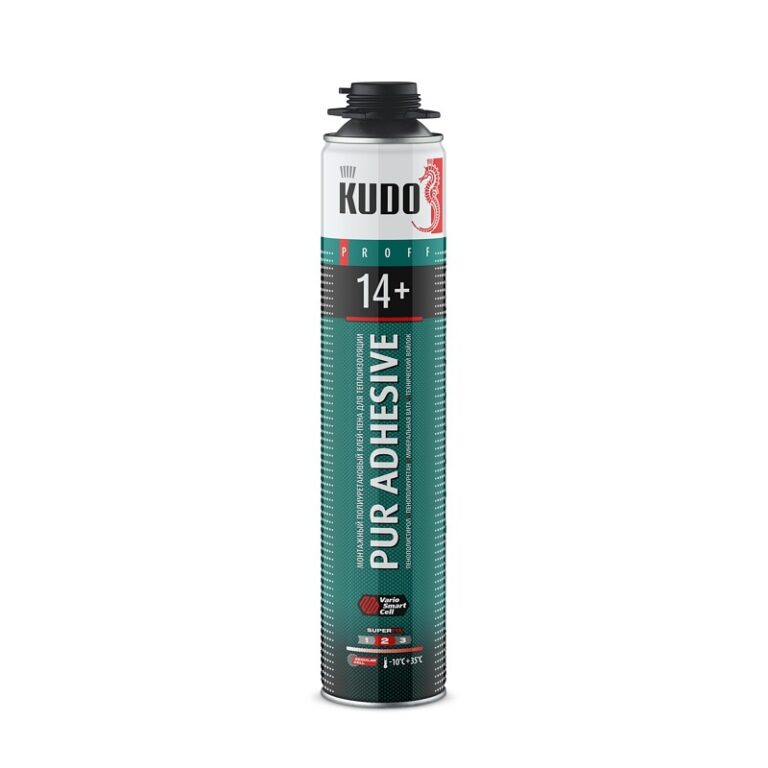 Клей-пена полиуретановый монтажный Kudo Pur Adhesive Proff 14+, всесезонный (1 л) — изображение 2